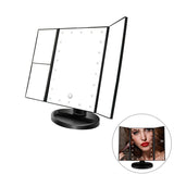 Vanity Makeup Mirror Trifold 21 LED Lighted with Touch Screen 1x/2x/3x Magnification and USB Charging 180°Adjustable Stand for Countertop Cosmetic Makeup