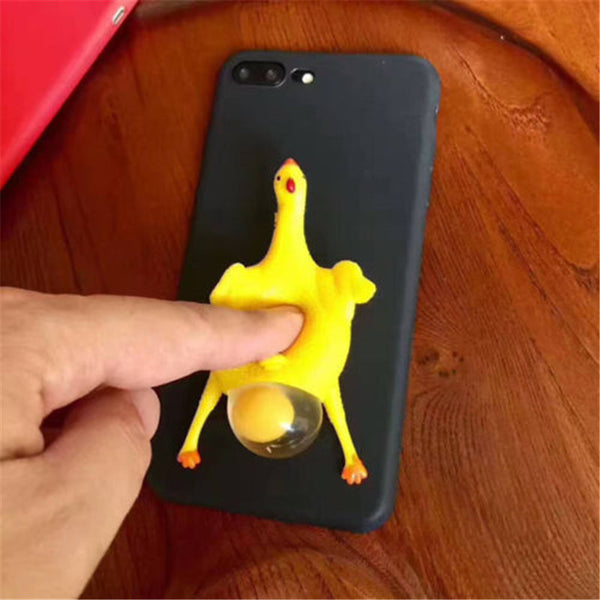 Funny 3D Squishy Chicken Lay Egg Squishy Animal Phone Case Cover